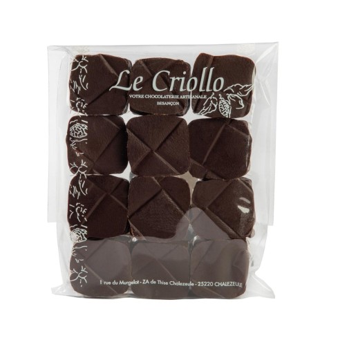 Chocolats Doubs Frisson - Chocolat noir, praliné, éclats de fèves, épices -  Chocolatier artisanal